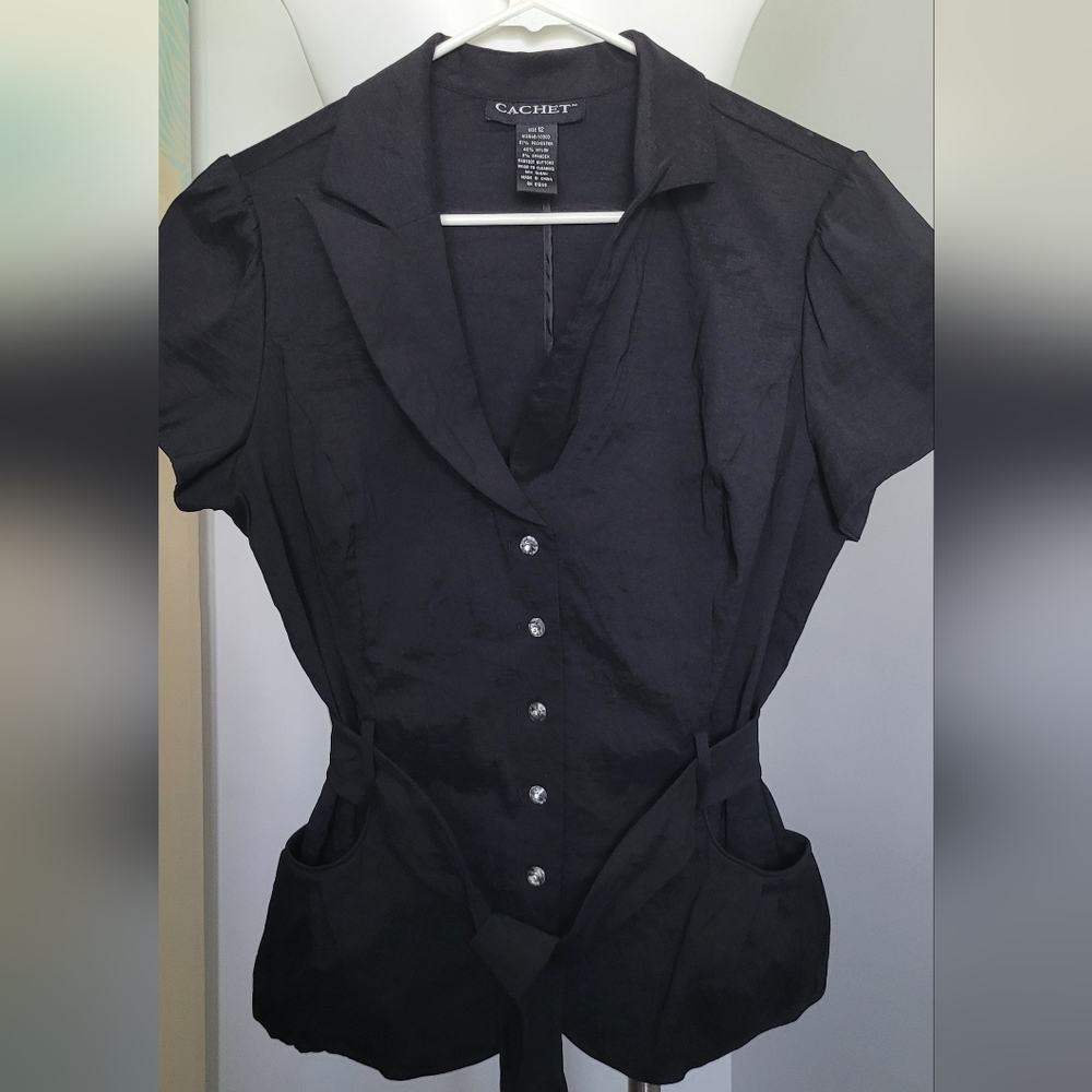 Elegant Black Button-Up Blouse